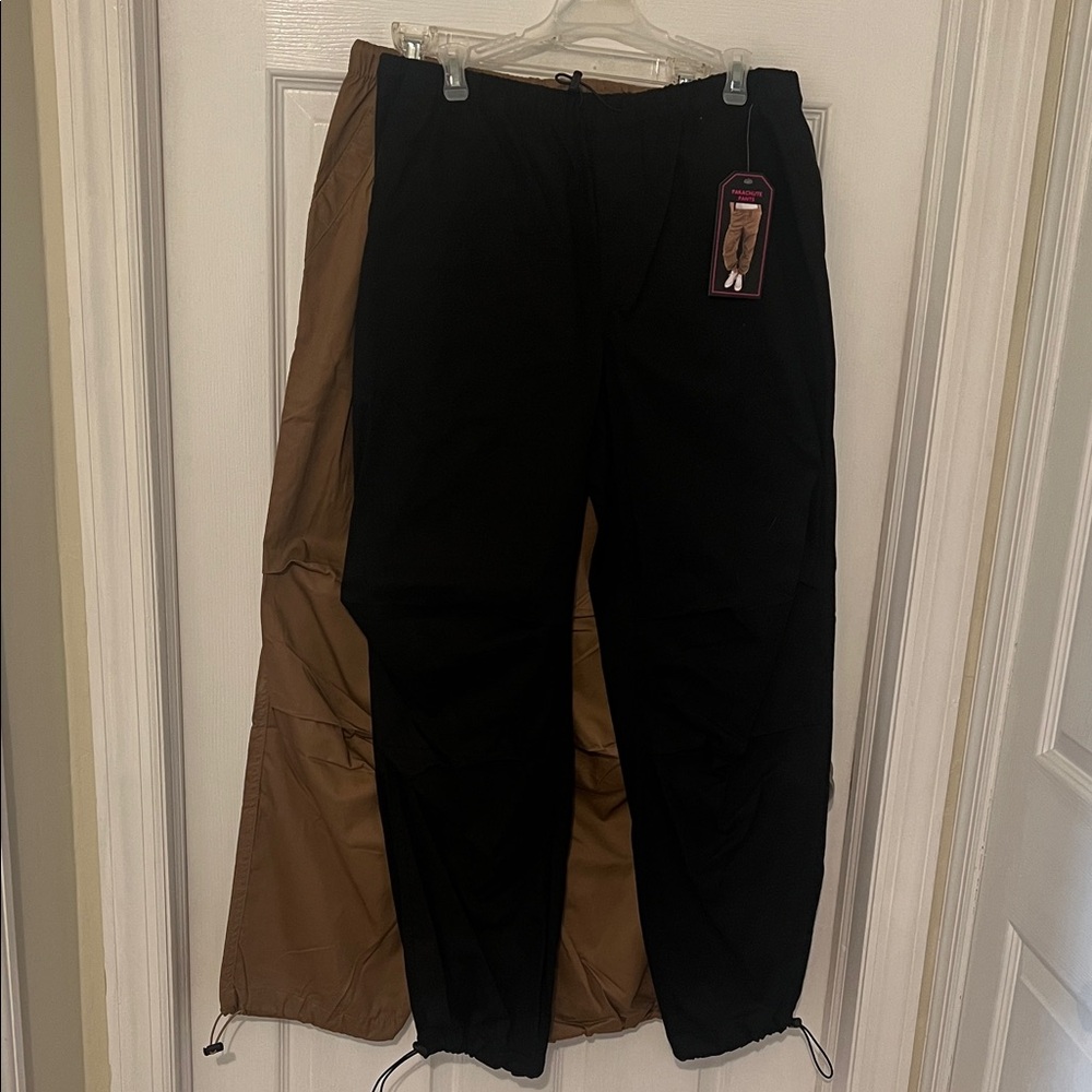 2 Junior’s Black and Brown Parachute Pants